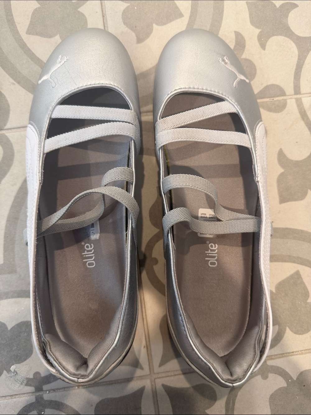 Puma Silver Elastic-Strap Ballet Sneakers
